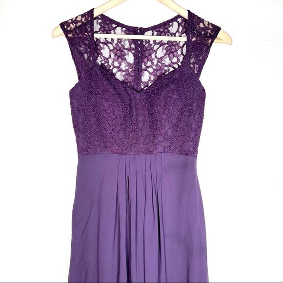 Bill Levkoff plum purple lace & chiffon formal bridesmaid maxi dress size 2 B87 - Picture 2 of 5